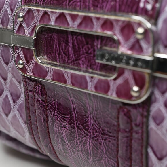 Vintage Y2K Guess Purple Croco Embossed Shoulder Bag Handbag Faux Leather Retro - Picture 13 of 14